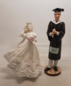 Royal Doulton Prestige figure 'Graduation' HN5038 together with Coalport Wedding Day Figure (2)
