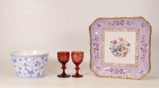 A Small Collection of Items to include; Royal Crown Derby Pembroke Pattern Bowl, Two Bohemian