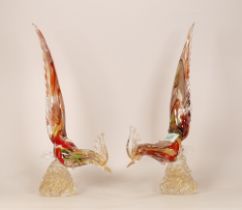 A Pair of Murano Pheasant Ornaments (2)