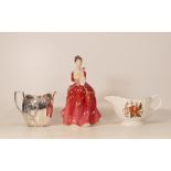 A mixed collection of items to include Silver Plated Jug, Royal Doulton Lady Figure Flower of Love