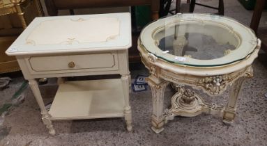Two Tables to include one Louis XVI style bedside table (H: 55cm x W: 50.5cm x D:36.5cm) and one