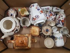 A mixed collection of ceramic items to include Masons blue mandalay tea pot, Aynsley bird of