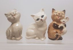 Beswick Cat Figures To Include Comical Cat 2100 Together With White Seated cat and Model 2101 (3)