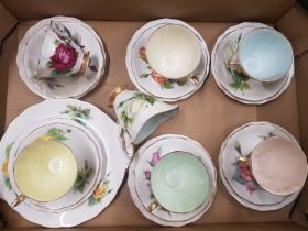 6 Royal standard grand gala tea trios, milk jug and cake plate