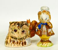 Beswick Beatrix Potter Character Figures Amiable Guinee Pig (gold backstamp) & Old Mr Brown