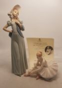 Nao figure of a lady, together with a Royal Worcester figure Reflection with certificate (2).