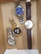 A collection of 4 gents quartz watches to include christopher ward, amadeus, jeep, beverley hills