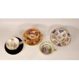 A Collection of Four Teacups to include Aynsley Orchard Gold, E. Brain & Co., Ashley Bone China