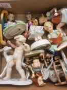 A collection of eight Goebel figures to include Boy Reading Book F218, Girl with Accordian FF217,