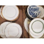 A collection of wall plates and dinner plates with some Royal Doulton examples (2 trays)