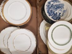 A collection of wall plates and dinner plates with some Royal Doulton examples (2 trays)