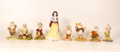 Royal Doulton figures from the Snow White collection to include Dopey SW5, Sneezy SW6, Sleepy SW7,