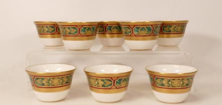 De Lamerie Fine Bone China Set of Empire pattern 6 Arabic Tea Cups, diameter 7cm