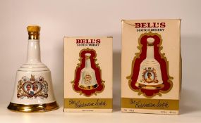 Three Bells Whiskey Sealed Royal Commemorative Whiskey Decanters(3)