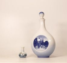 Royal Copenhagen porcelain decanter Rosenborg Castle no 4378, height 24 cm together with similar