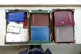 3 large trays of stamps & albums - Includes 14 albums, loose album sheets, large quantity FDC