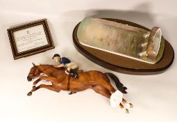 Royal Worcester H.R.H The Princess Anne on Doublet, with wooden base and certificate. In need of
