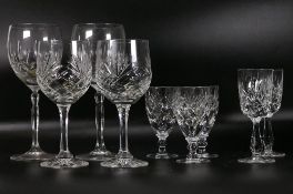 A mixed collection of Quality Cut Glass Crystal Glasses, tallest 21cm(9)
