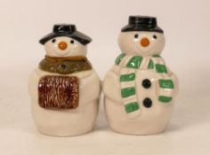 Wade snowman salt & pepper pots, hand written to base approved for shade & decor by A Hall dated