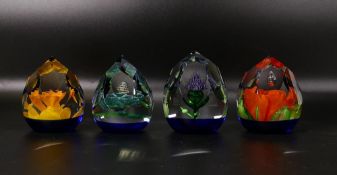 Limited edition Caithness four Nations paperweights to include Scotland mini Thistle, Ireland mini