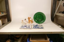 A Mixed COllection of Ceramic Items to include a Wedgwood Leafware Plate, two Modern Tiles after