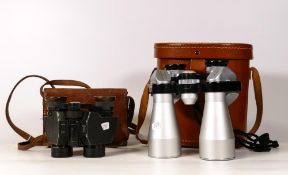 WW II Era German JD Moeller Wedel 28518 Compact Binoculars in Leather Case & similar Simor 10 x 40