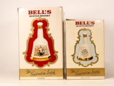 Two Bells Whiskey Boxed & Sealed Royal Commemorative Whiskey Decanters(3)