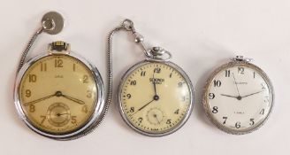 A collection of vintage pocket watches including Sekonda, Oris and Calverta. (3)