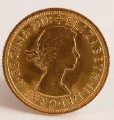 FULL Gold Sovereign, Elizabeth II, dated 1963, near uncirculated.