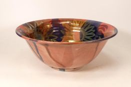 Jonathan Cox Ceramics vibrantly decorated fruit bowl with lustre floral decoration, diameter 28cm