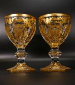 Two De Lamerie Fine Bone China heavily gilded Red Wine Glasses , specially made high end quality