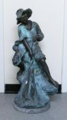 Large reproduction bronze figure of a fishing boy with nets. Height 95cm. Collection or courier only