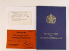 Programme for Investiture at Buckingham Palace, Sir Cliff Richard signed programme on day he was