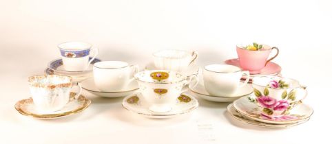 Shelley/ Wileman & Co cups & saucers and trio's to include patterns 9058, 2040, 13671, 8627, (23