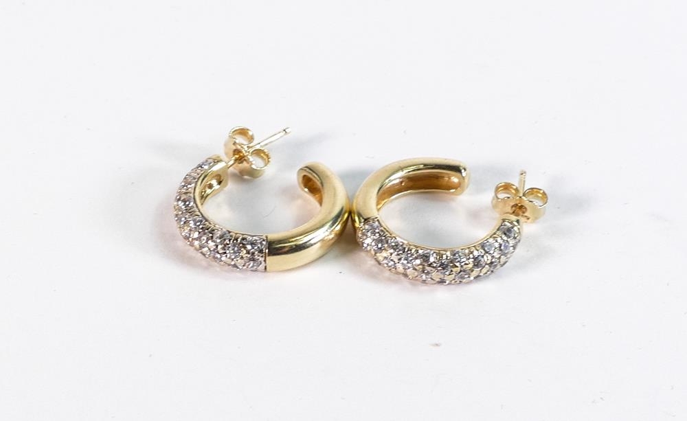 Pair of quality 18ct gold diamond earrings, each set with a cluster of diamonds,8g.