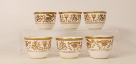 De Lamerie Fine Bone China Set of Renaissance pattern 6 Arabic Tea Cups, diameter 6.3cm