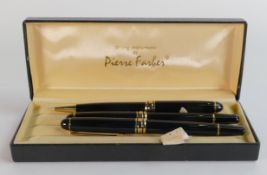 Pen set by Pierre Farler, fountain pen, ball point & fine point, in original case.