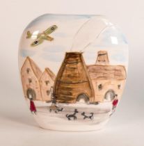 Anita Harris Homage to Lowry @the Potteries@ purse vase. Gold signed to base, height 12cm