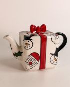 Lorna Bailey rare prototype Christmas present teapot. Height 14cm, width 22cm