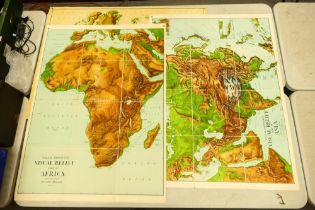 Three Large Early 20th Century Folding School Type W & A.K Johnstons fabric backed maps, largest