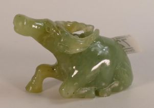 Carved Jade/hardstone model of water buffalo,h.8 x L.14cm.