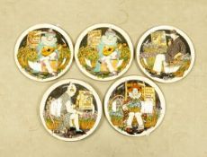 Five Royal Doulton Limited Edition Behind The Painted Masque Wall Plates