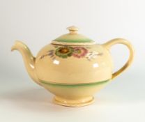 Clarice Cliff Honeyglaze Corolla patterned Teapot, height 15cm