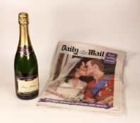 Prince William Royal Wedding Reserve Bottle of Brut Champagne together with matching Daily Mail