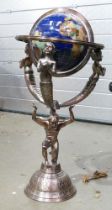 Large 20th Century Gemstone Goble on Ornate Copper Effect Base, height 102cm