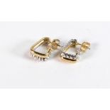 Pair of quality 18ct white & yellow gold earrings, 7.2g.