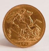 FULL Gold Sovereign, George V, dated 1911, nice condition.