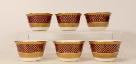De Lamerie Fine Bone China Set of Red Spiral & Twist pattern 6 Arabic Tea Cups, diameter 7cm