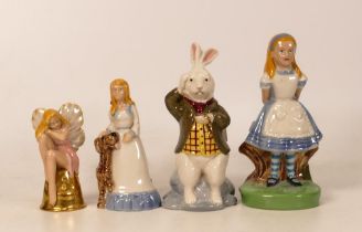 Wade figures to include Alice in Wonderland ( hand written to base), White Rabbit, Wendy ( written