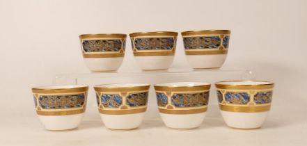 De Lamerie Fine Bone China Set of Empire pattern 7 Arabic Tea Cups, diameter 6.5cm